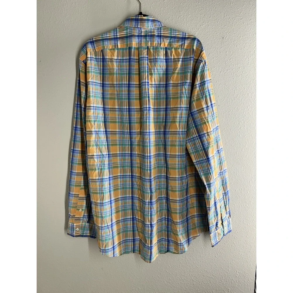 Polo Ralph Lauren Shirt Mens Big 2X Multicolor Plaid Blue Pony Long Sleeve